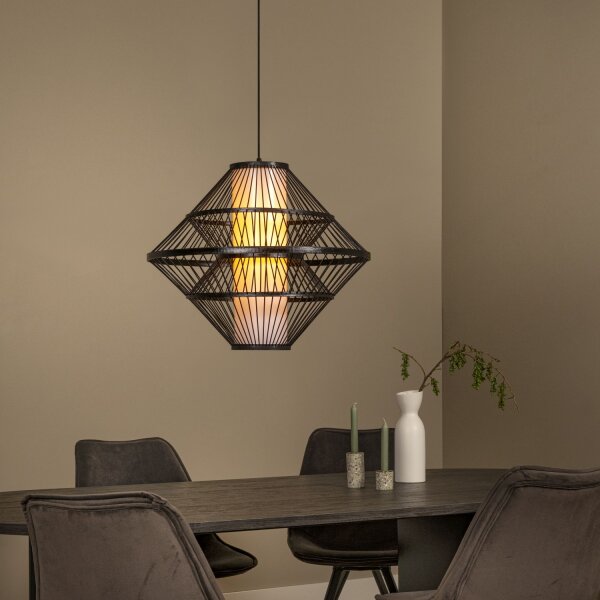 Hängelampe Holz Schwarz E27 L:60 cm modern edel