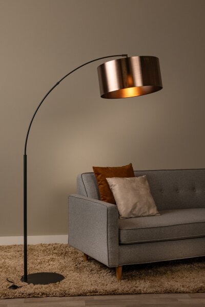 Bogenleuchte Schwarz Rost E27 H:185 cm modern edel