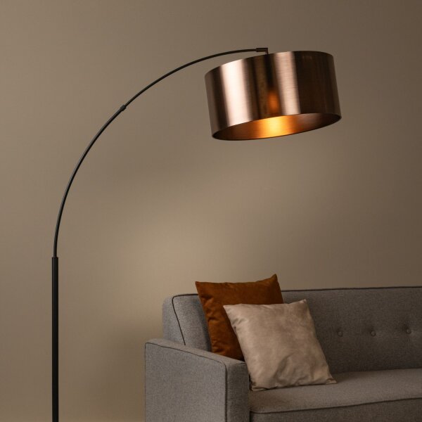 Bogenleuchte Schwarz Rost E27 H:185 cm modern edel