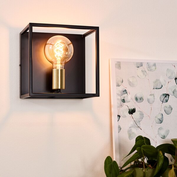 Wandlampe Metall Schwarz E27 L:22 cm modern edel