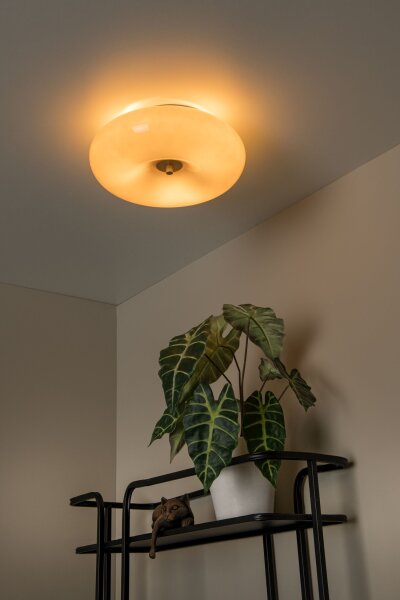 Retro Deckenlampe Glas Messing G9 B:30 cm edel