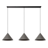 Pendelleuchte Grau 3-flammig E27 L:160 cm modern