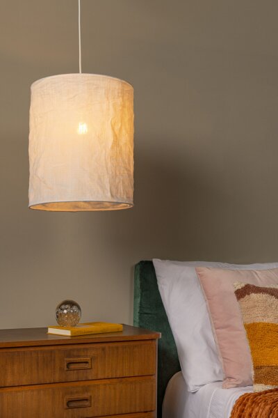 Hängelampe Stoff Weiß E27 B:30 cm Landhaus edel