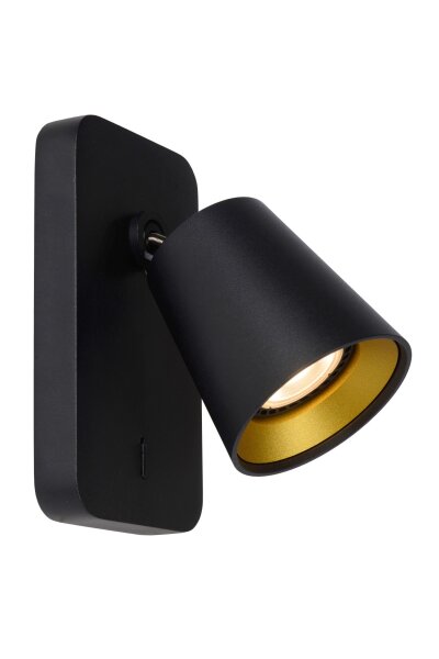 Wandspot flexibel Schwarz Messing 2200 K L:9 cm