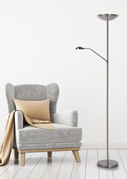 LED Deckenfluter Chrom 3000 K H:180 cm modern edel