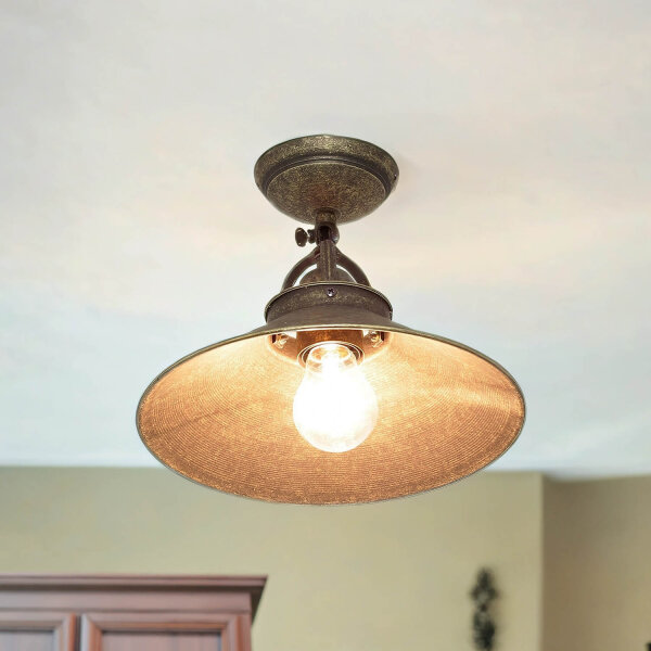 Plafonnier Vintage en laiton en bronze antique