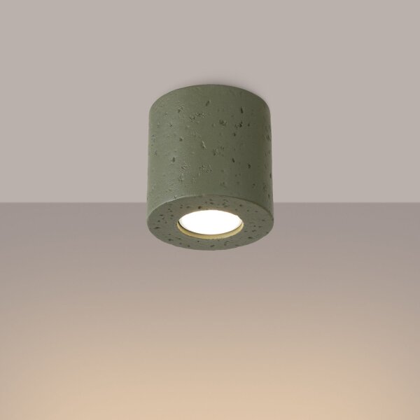 Aufbaustrahler Beton Olivgrün GU10 B:10 cm Modern