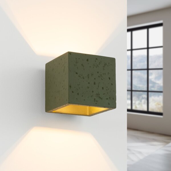 Wandleuchte Beton Olivgrün G9 T:12 cm Up Down Indirekt