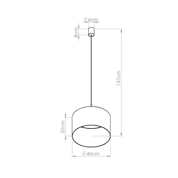 Hängelampe Stoff Marine Blau E27 L:40 cm blendarm