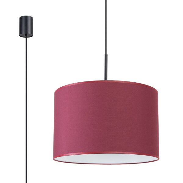 Pendelleuchte Stoff Bordeaux Rot E27 L:40 cm blendarm