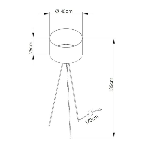Stehleuchte Tripod Stoff Marine Blau E27 H:135 cm