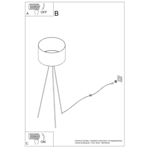 Stehleuchte Tripod Stoff Marine Blau E27 H:135 cm