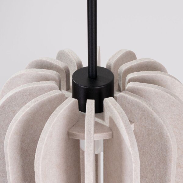 Hängelampe Stahl Filz Grau E27 L:27 cm Schirm Modern