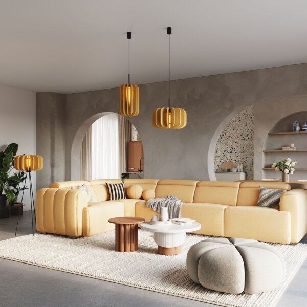 Pendelleuchte Filz Gelb E27 L:27 cm Schirm Modern