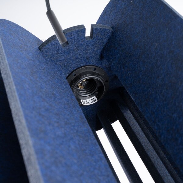 Hängelampe Filz Marine Blau E27 L:27 cm blendarm Modern