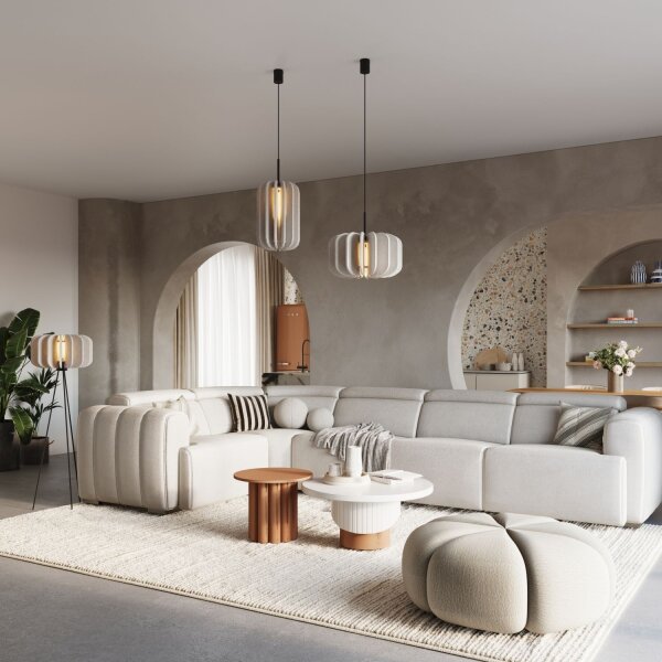 Pendelleuchte Filz Beige E27 L:45 cm Schirm Design