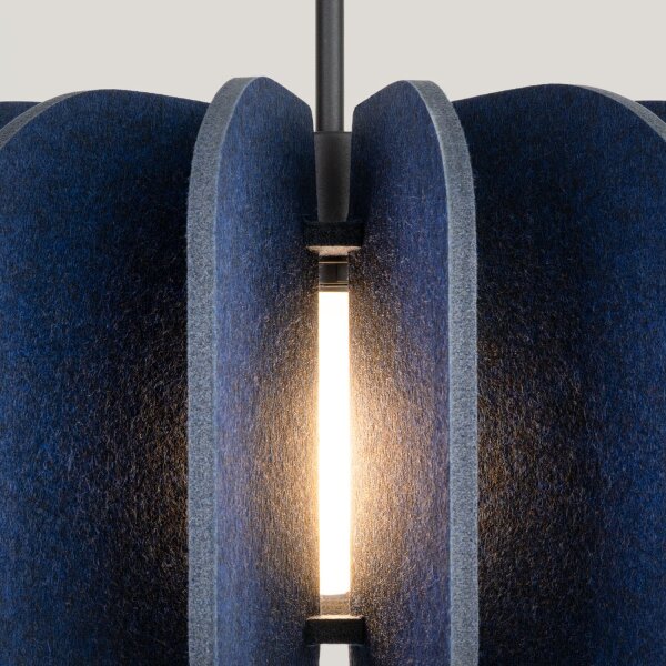 Pendelleuchte Filz Marine Blau E27 L:45 cm Rund