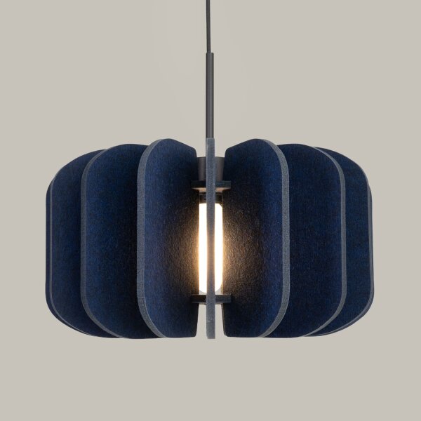 Pendelleuchte Filz Marine Blau E27 L:45 cm Rund