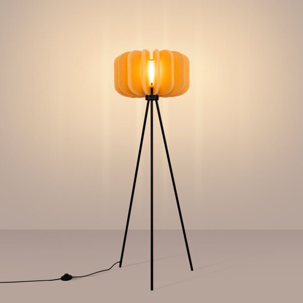 Stehlampe Metall Gelb E27 H:134 cm Tripod Schalter