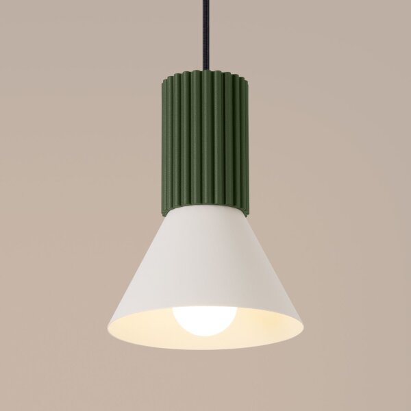 Hängelampe Stahl Aluminium Grün E14 L:14 cm Modern