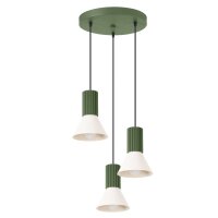 H&auml;ngelampe Stahl Aluminium Olivgr&uuml;n Beige E14...