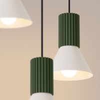 Hängelampe Stahl Aluminium Olivgrün Beige E14...
