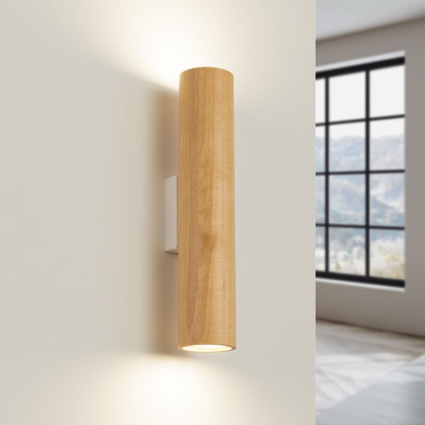 Wandleuchte Up Down Holz Natur GU10 H:30 cm Modern