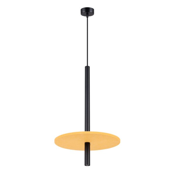 Runde Pendelleuchte Stahl Filz Gelb G9 Ø30 cm Modern