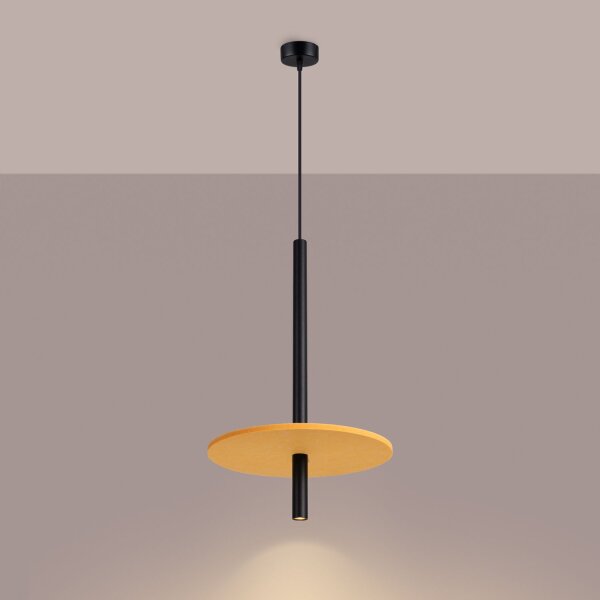 Runde Pendelleuchte Stahl Filz Gelb G9 Ø30 cm Modern
