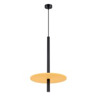 Runde Pendelleuchte Stahl Filz Gelb G9 Ø30 cm Modern