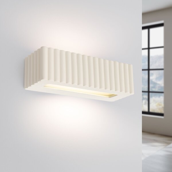 Up Down Wandleuchte Keramik Beige indirekt E27 B:34 cm