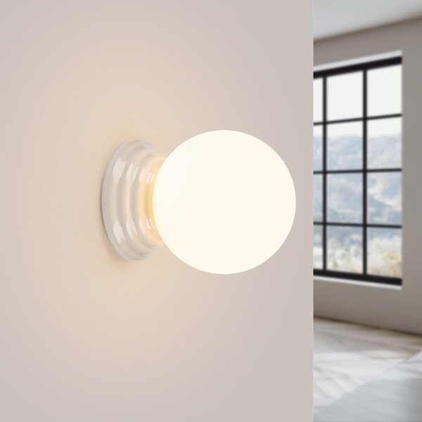 Wandleuchte Keramik Glas G9 IP44 T:16 cm blendarm