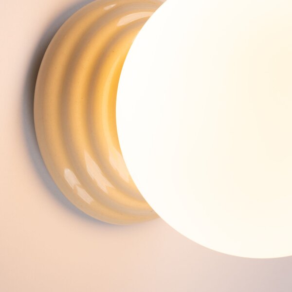 Wandlampe Keramik Glas Beige G9 IP44 B:12 cm blendarm