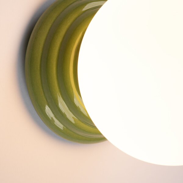 Wandleuchte Keramik Glas Olivgrün G9 IP44 T:16 cm