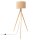 Dreibein Stehlampe Holz Stoff Beige E27 H:140 cm