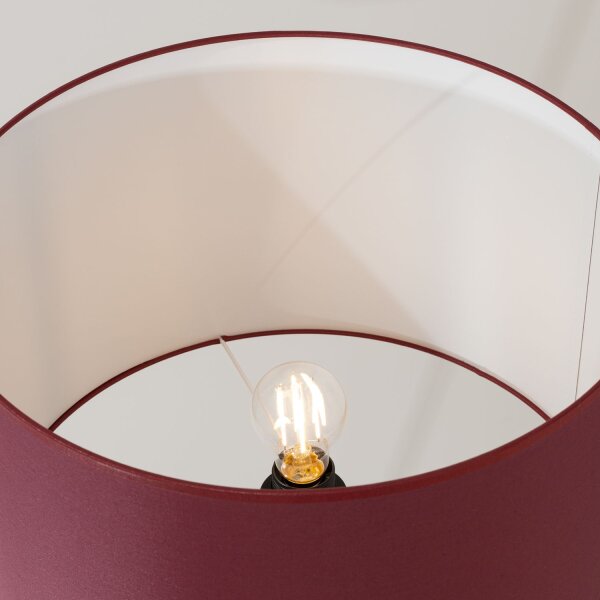 Stehlampe Holz Stoff Bordeauxrot E27 H:140 cm Schalter