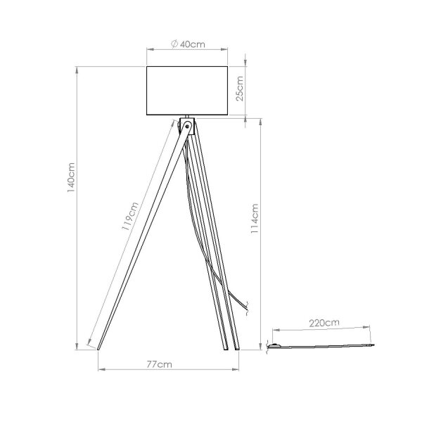 Stehlampe Holz Stoff Bordeauxrot E27 H:140 cm Schalter