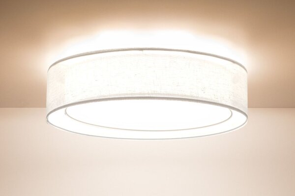 Runde Deckenlampe Stoff Weiß E27 Ø60 cm gemütlich