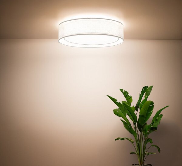 Runde Deckenlampe Stoff Weiß E27 Ø60 cm gemütlich