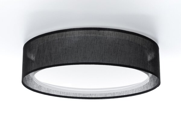 Runde Deckenlampe Stoff Schwarz E27 Ø60 cm blendarm