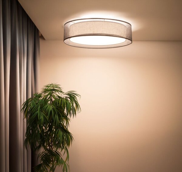 Deckenleuchte Stoff Anthrazit E27 Ø50 cm gemütlich