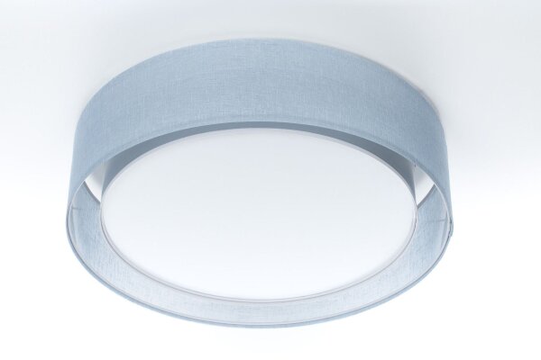Deckenleuchte Stoffschirm Blau E27 Ø50 cm rund blendarm