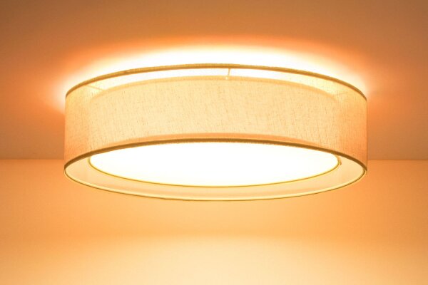 Runde Deckenlampe Stoff Gelb E27 Ø60 cm blendarm
