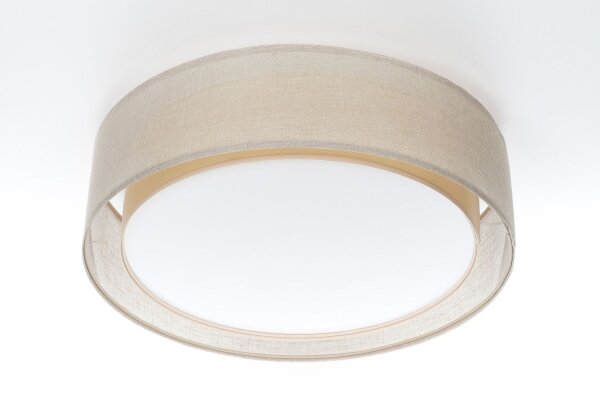 Runde Deckenlampe Stoff Braun E27 Ø60 cm blendarm