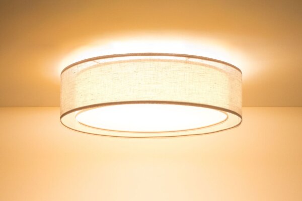 Runde Deckenlampe Stoff Braun E27 Ø60 cm blendarm