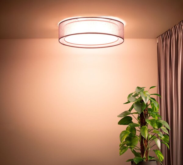 Runde Deckenlampe Stoffschirm Rot E27 Ø60 cm blendarm