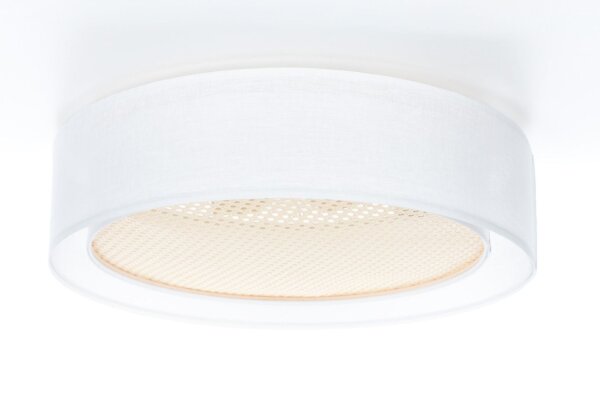 Runde Deckenlampe Stoff Weiß Gold E27 Ø60 cm blendarm