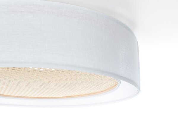 Runde Deckenlampe Stoff Weiß Gold E27 Ø60 cm blendarm