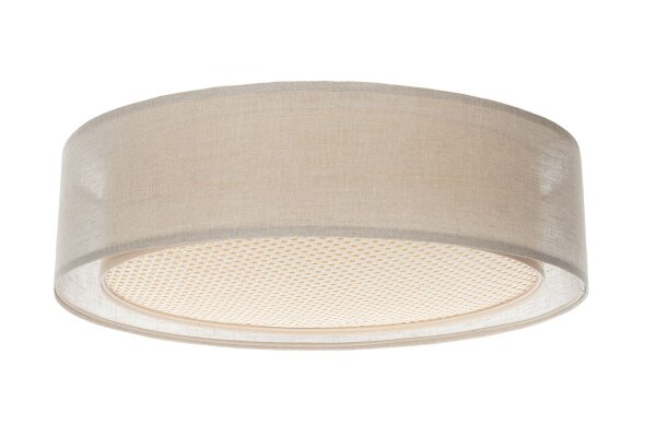 Runde Deckenlampe Stoff Braun Gold E27 Ø60 cm blendarm