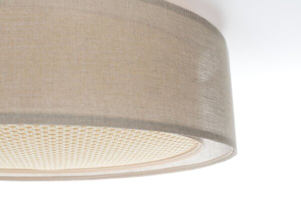 Runde Deckenlampe Stoff Braun Gold E27 Ø60 cm blendarm